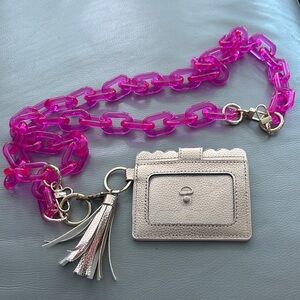 Stylish Pink Chain Card Holder